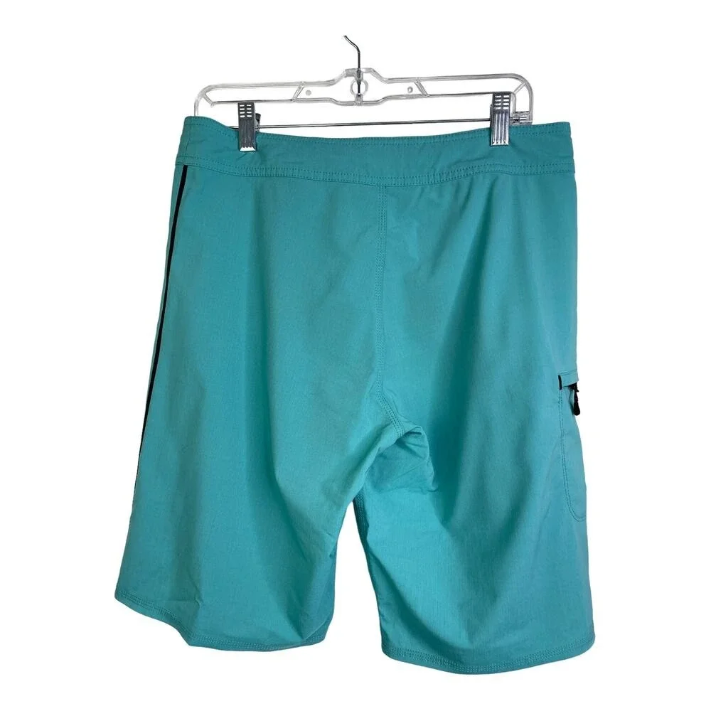 The Boneyard Surf Shop Board Shorts Men 30 Green Side Stripe Lace Up Swim Trunks